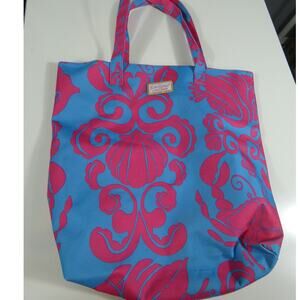 Lilly Pulitzer For Estee Lauder Beachy Pink Blue Handled Bag